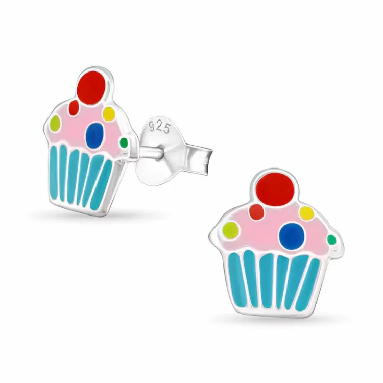 cup cake örhängen i silver - Little Ones