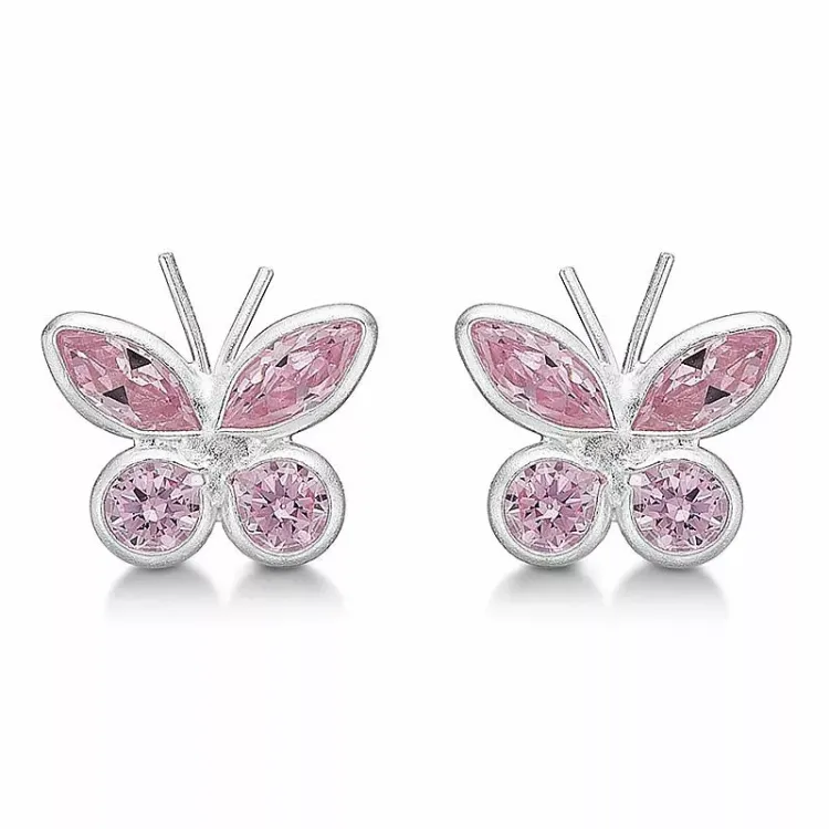 Aagaard fjäril örhängen i silver rosa zirkon