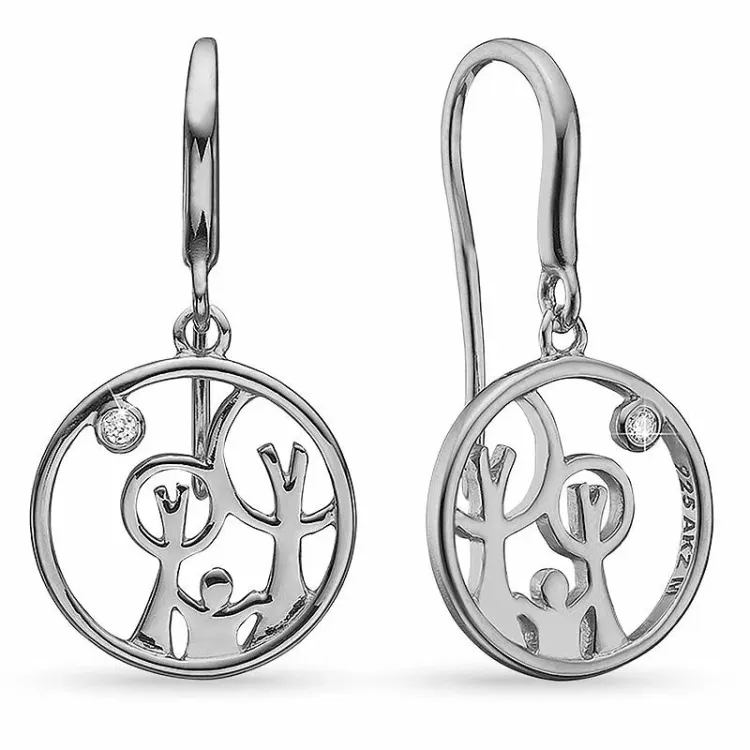 långa Red Barnet diamant örhängen i silver med diamant 
