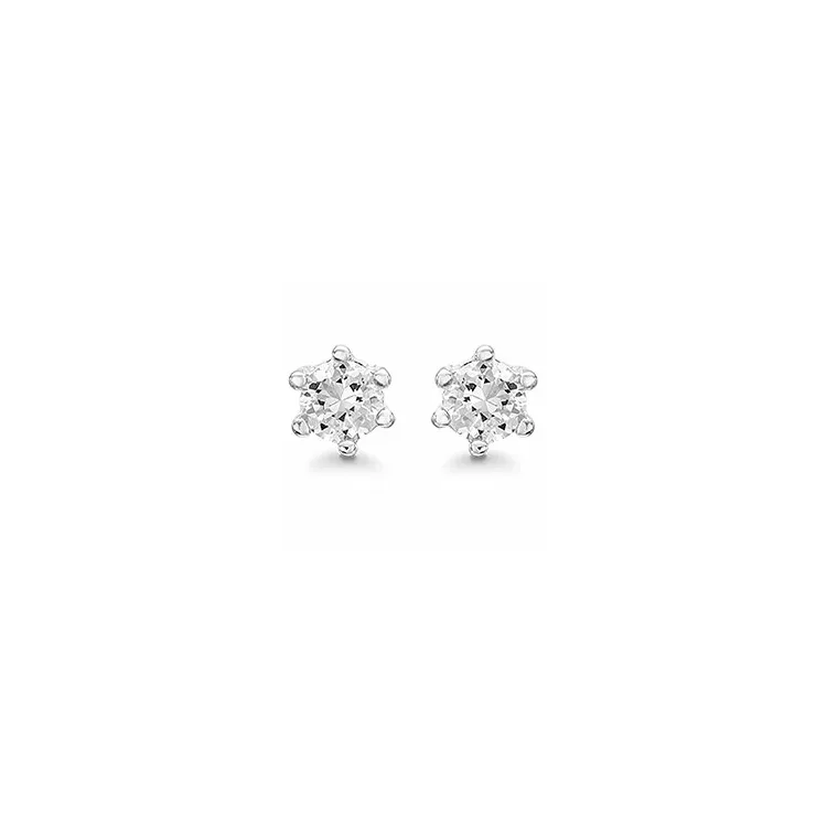 4 mm Aagaard runda örhängestift i rhodinerat silver vit zirkon