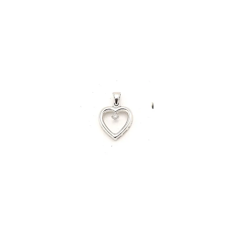 hjärta hängen i 14 carat vitguld 0,02 ct