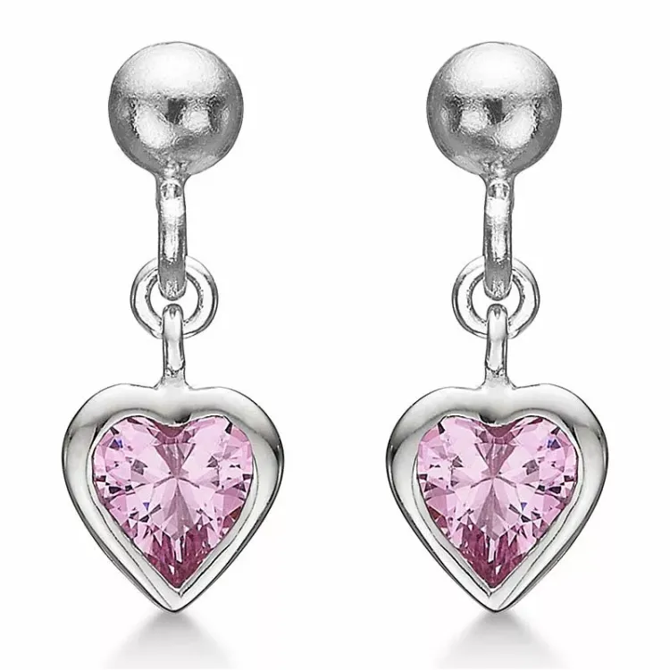 Støvring Design hjärta örhängen i silver rosa zirkon