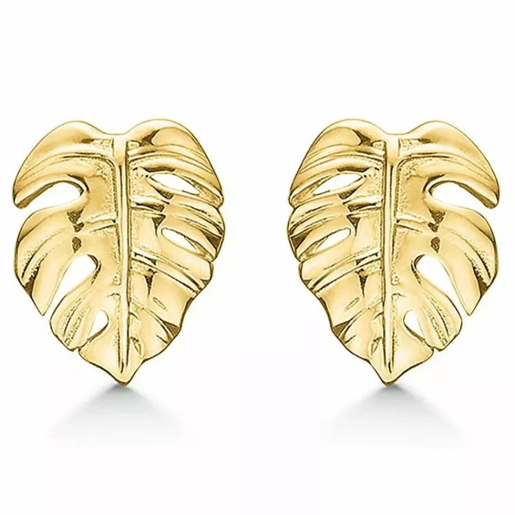 Støvring Design blad örhängen i 8 karat guld
