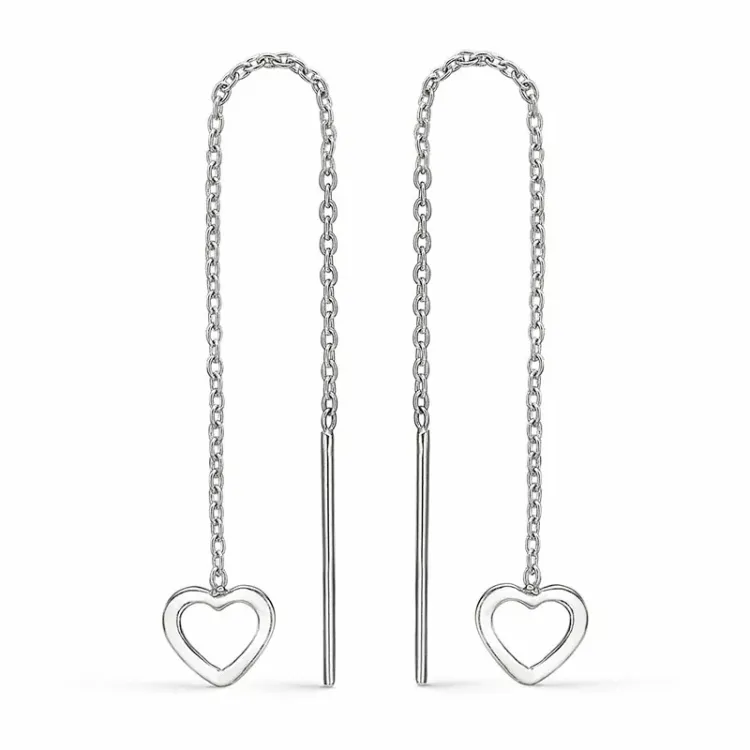 långt Støvring Design hjärta örhängen i silver