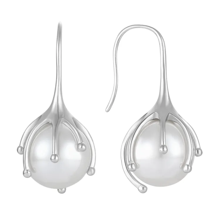 Støvring Design pärlemors örhängen i silver vit pärlemors