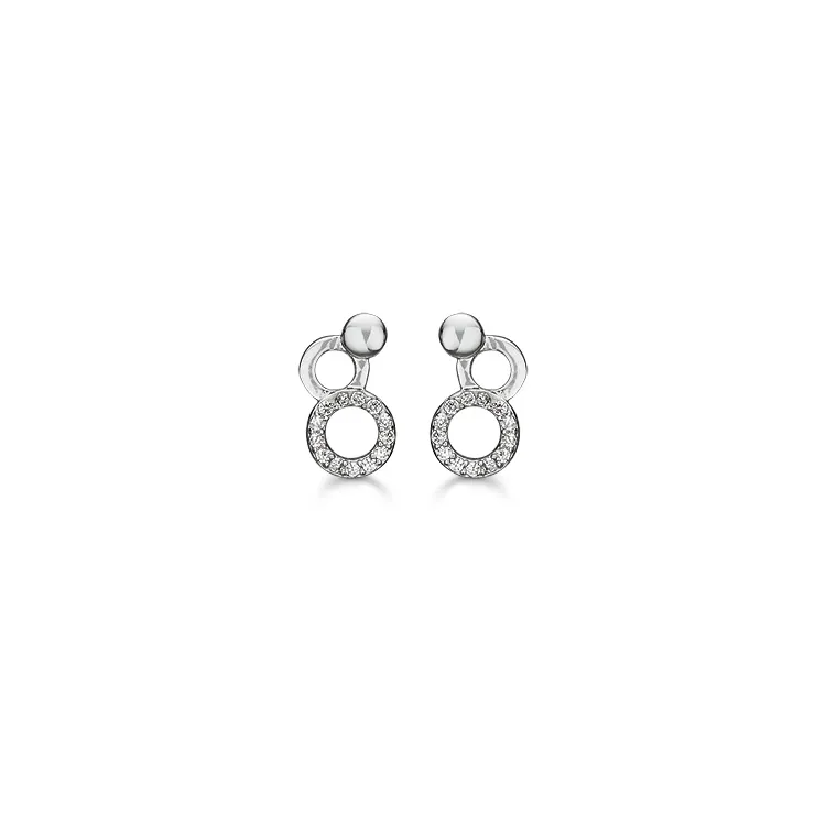 Støvring Design zirkon örhängen i rhodinerat silver vit zirkon