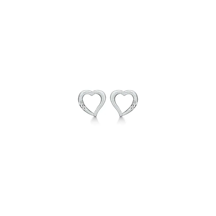 matta Støvring Design hjärta örhängen i rhodinerat silver vit zirkon
