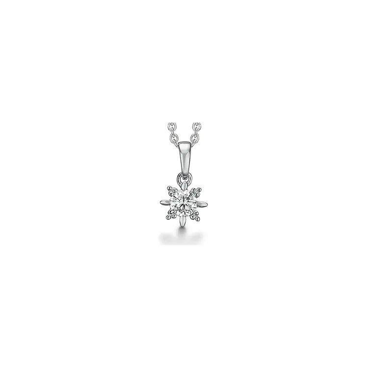 Støvring Design zirkon hängen i 8 karat vitguld med silver halsband vit zirkon