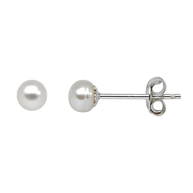 4 mm Støvring Design vita pärla örhängen i silver