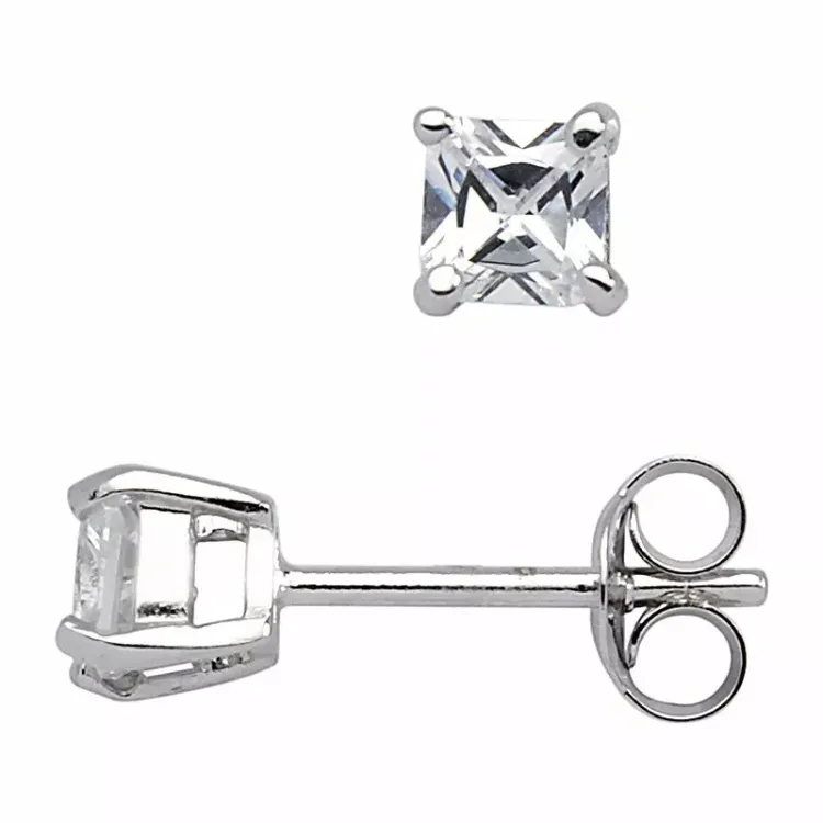 4 mm Støvring Design örhängen i silver vit zirkon