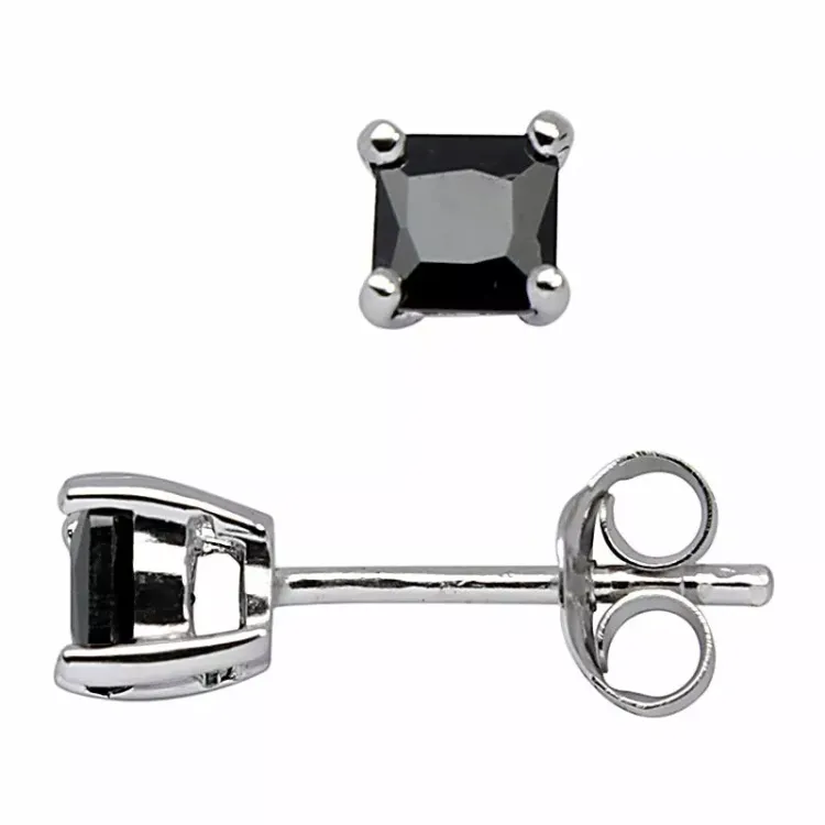 4 mm Støvring Design örhängen i silver svart zirkon