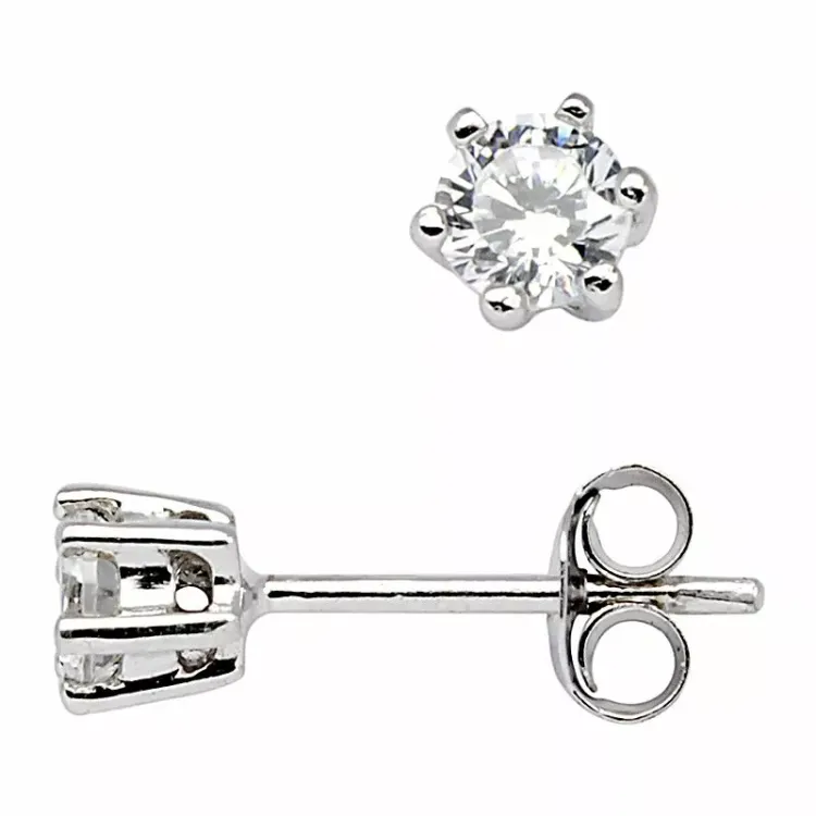 4 mm Støvring Design örhängen i silver vit zirkon