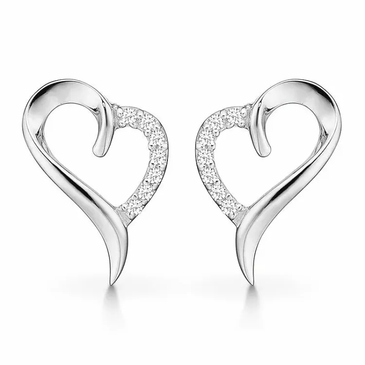 Støvring Design hjärta örhängen i silver vit zirkon
