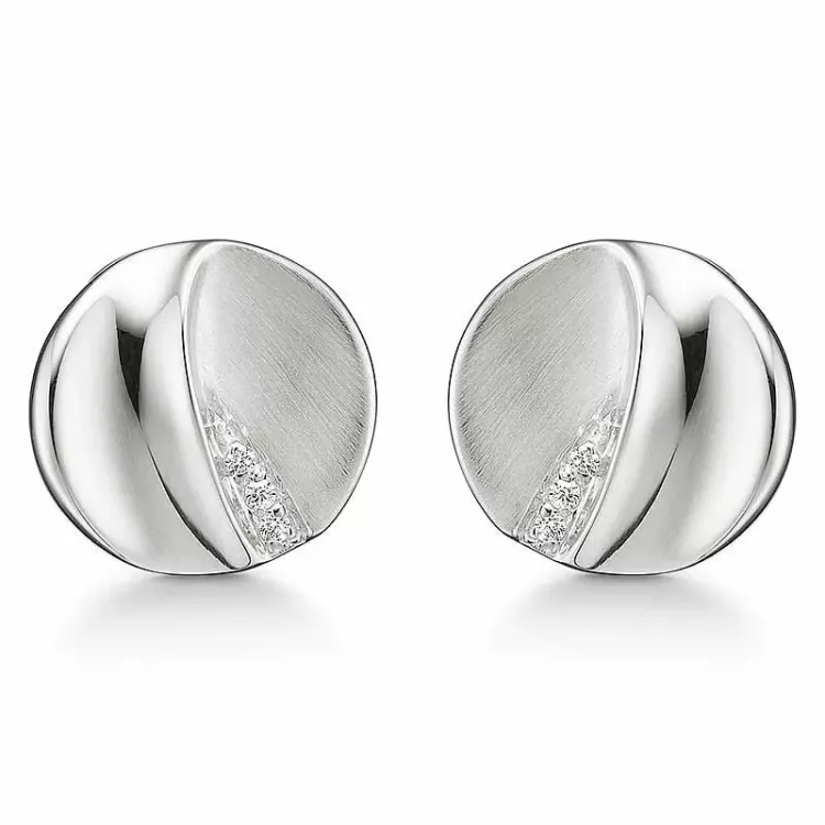 Støvring Design öronclips i silver vit zirkon
