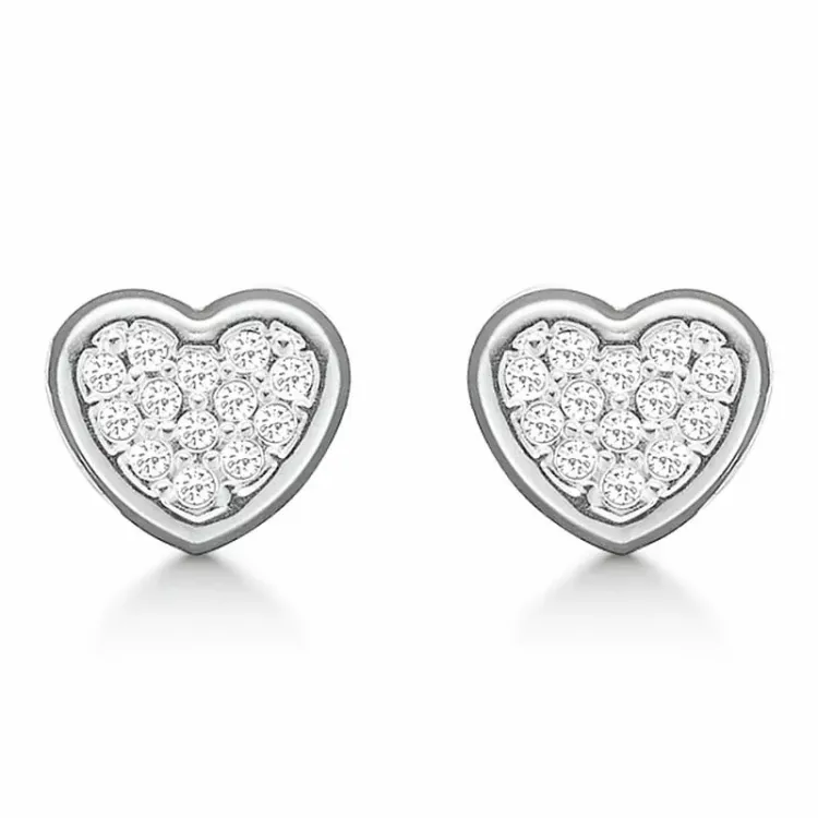 Støvring Design hjärta örhängen i 8 karat vitguld vit zirkon