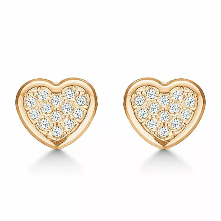 Støvring Design hjärta örhängen i 8 karat guld vit zirkon