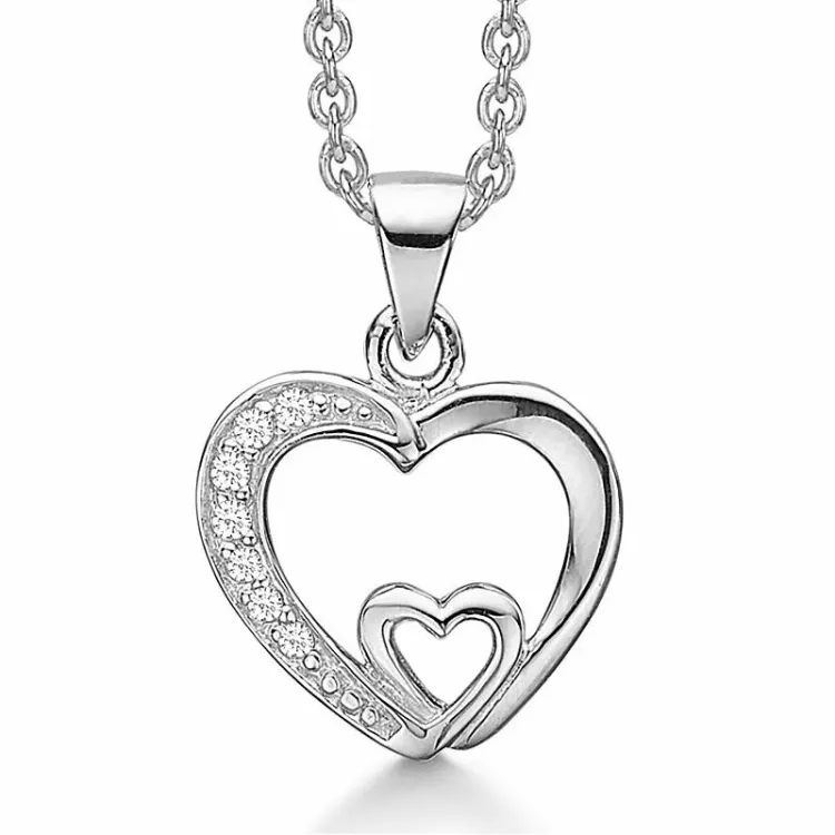 Støvring Design halskedja med berlocker i silver vit zirkon