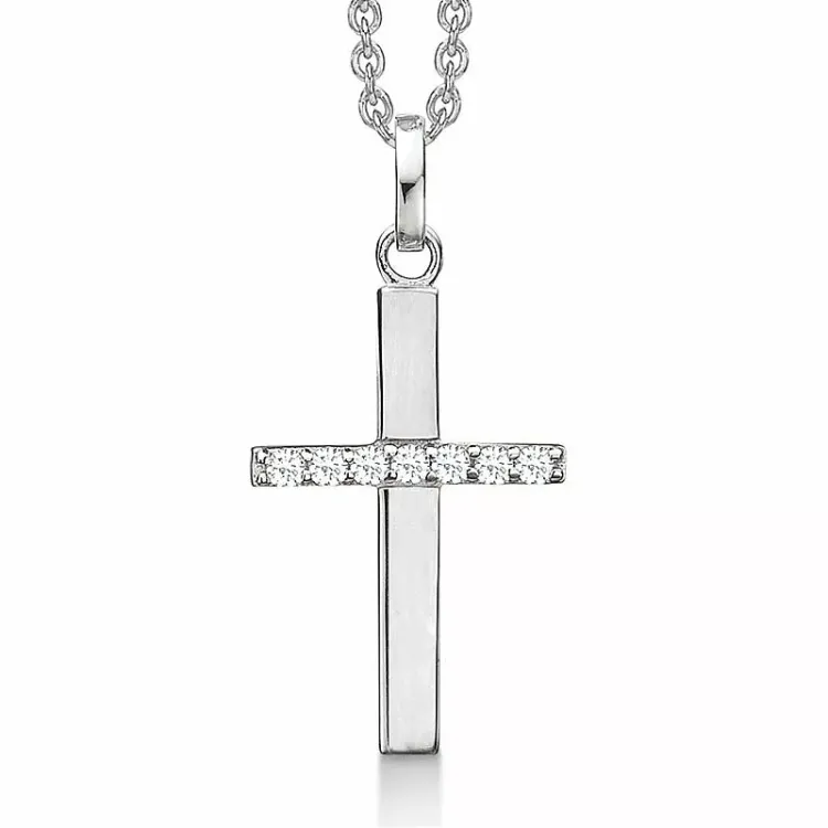 Støvring Design kors halskedja med berlocker i silver vit zirkon