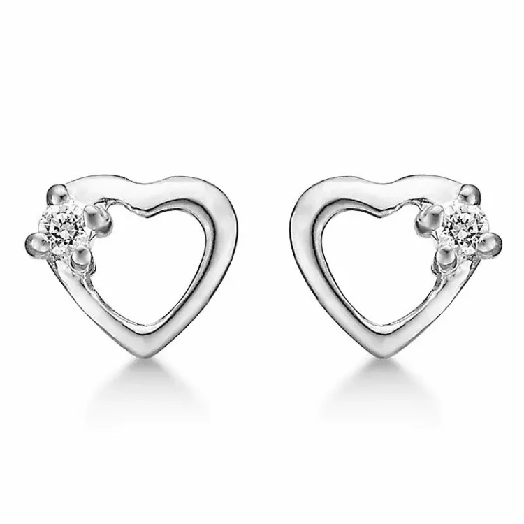 Støvring Design hjärta örhängen i silver vit zirkon