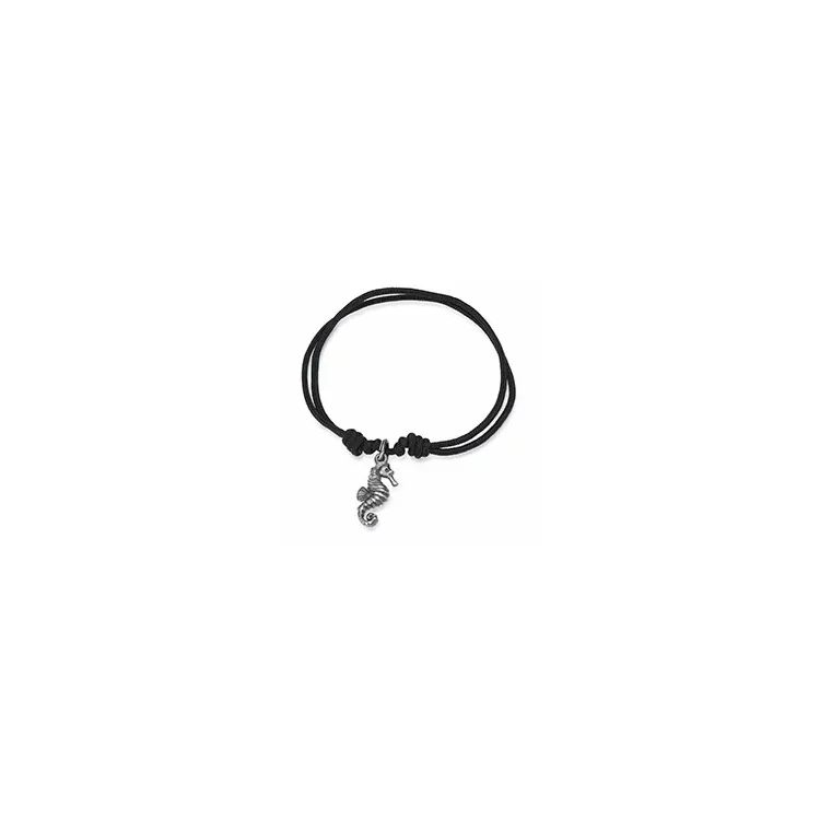 Aagaard sjöhäst armband i nylon med svart rhodinerat silver