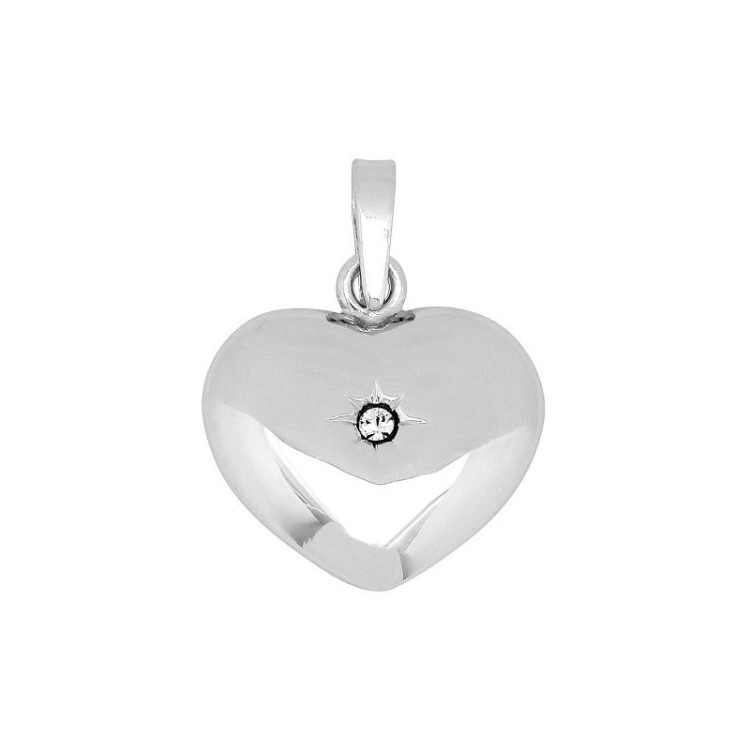 15 x 16 mm Siersbøl hjärta hängen i silver vit zirkon