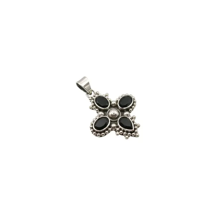 onyx hängen i oxiderat sterlingsilver