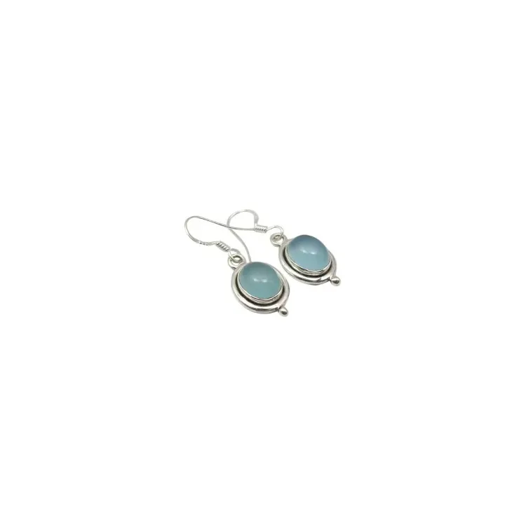 Blå silverörhängen i oxiderat sterlingsilver