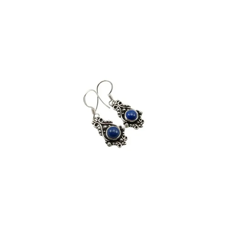 abstrakt blå örhängen i oxiderat sterlingsilver