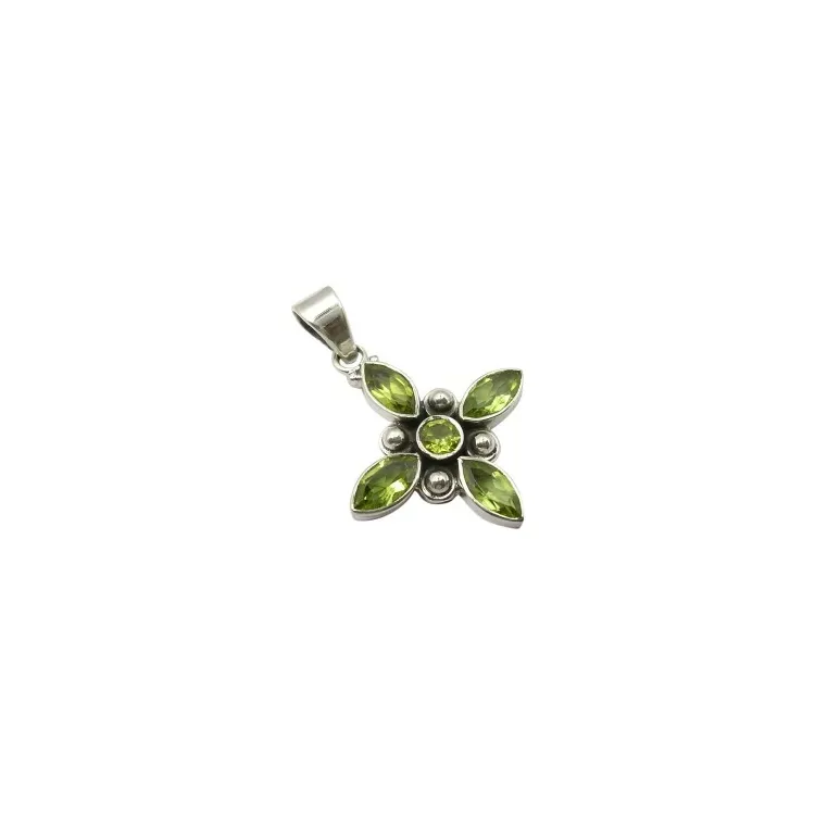 kors peridot hängen i oxiderat sterlingsilver