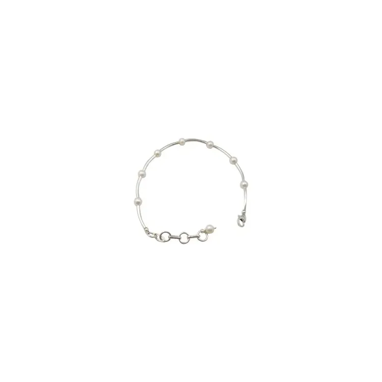 Runt vit pärla armband i silver