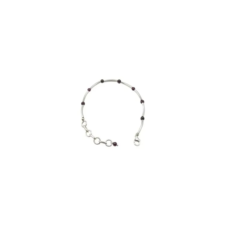 Runt röd armband i silver
