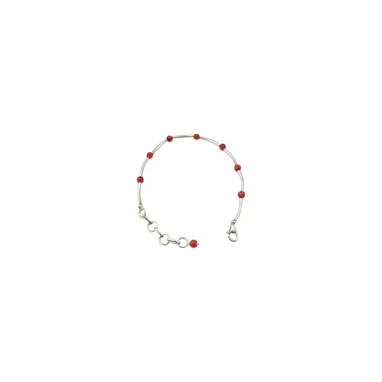 Runt röd armband i silver