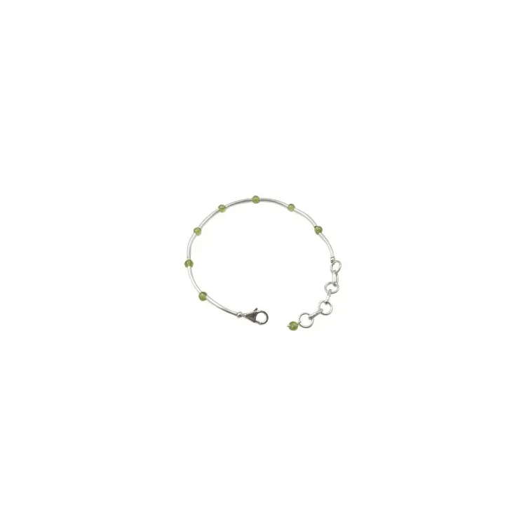 Runt grön peridot armband i silver