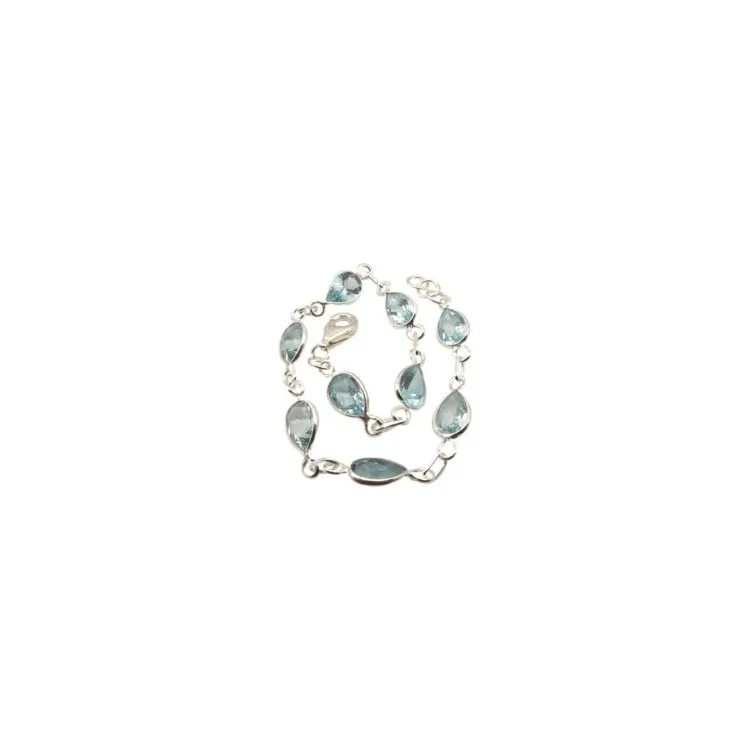 droppe blå topas armband i silver