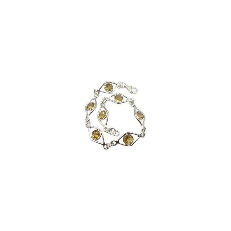 Fyrkantigt citrin armband i silver