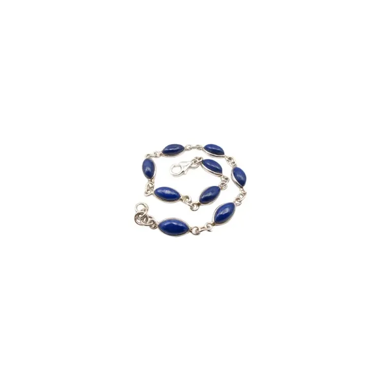 Ovalt blå armband i silver