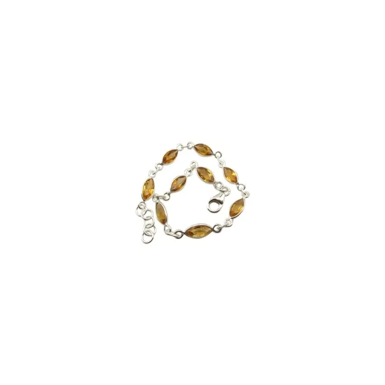 Ovalt citrin armband i silver