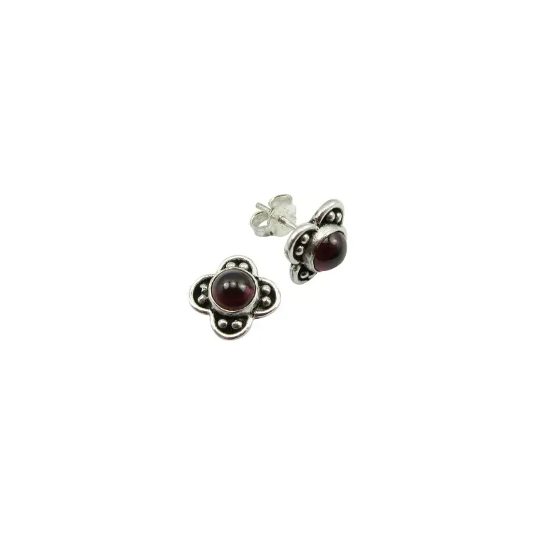 Blommor örhängestift i oxiderat sterlingsilver