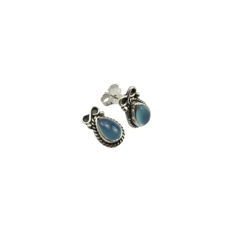 Droppe örhängestift i oxiderat sterlingsilver