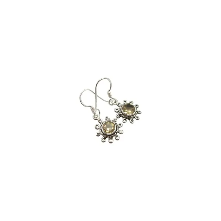 Gula citriner örhängen i oxiderat sterlingsilver