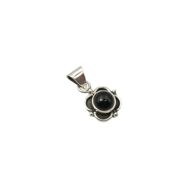 Svart onyx hängen i oxiderat sterlingsilver