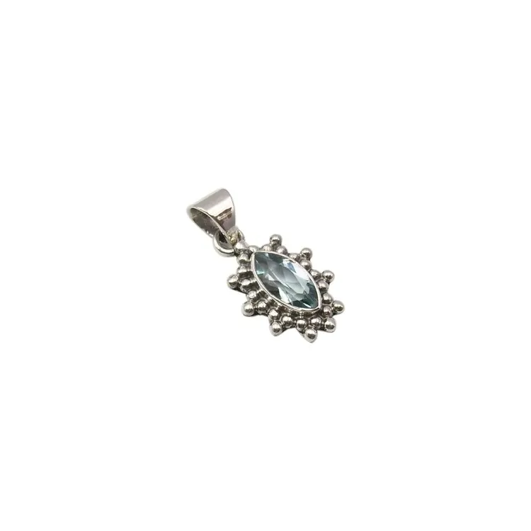 äkta  topas hängen i oxiderat sterlingsilver