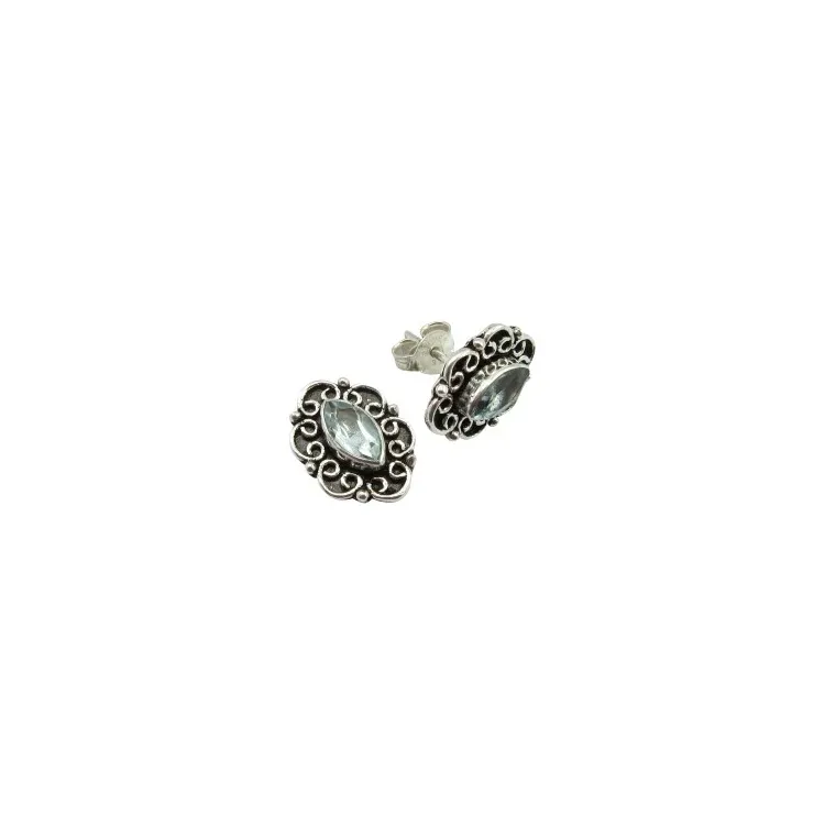 topas örhängen i oxiderat sterlingsilver