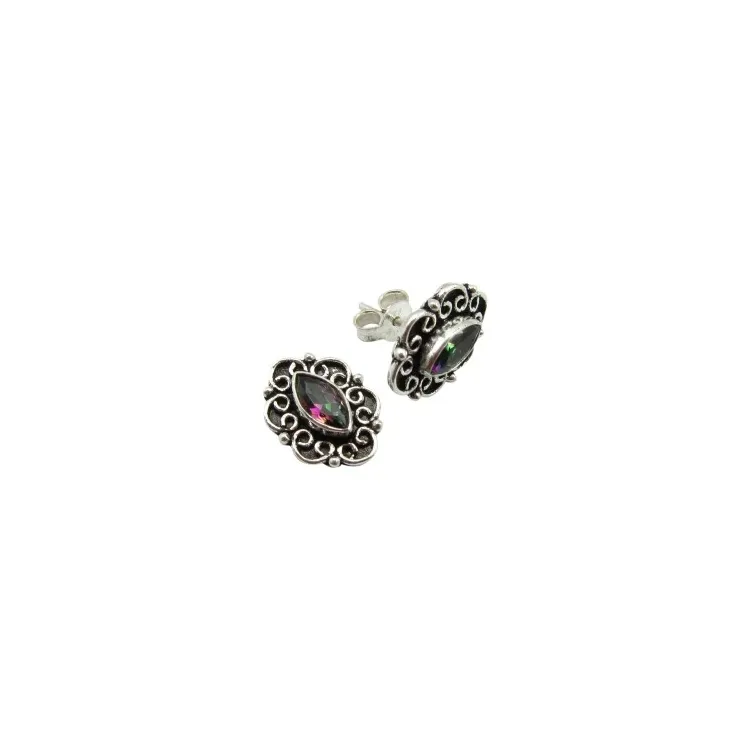 Lila topas örhängen i oxiderat sterlingsilver