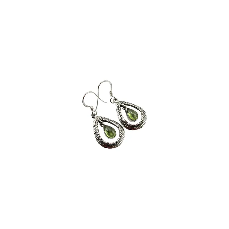 Droppe peridot örhängen i oxiderat sterlingsilver
