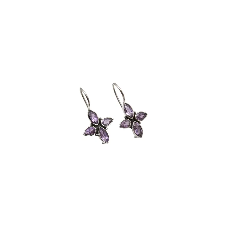 Lila ametist örhängen i oxiderat sterlingsilver