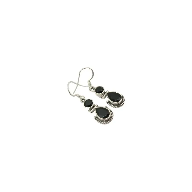 onyxer örhängen i oxiderat sterlingsilver