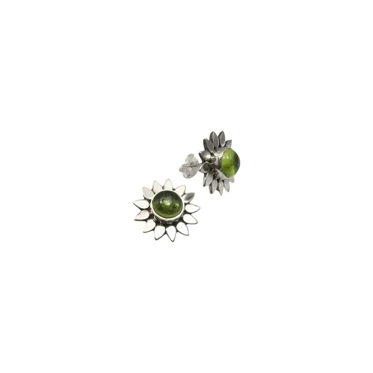 Blommor peridot örhängestift i silver
