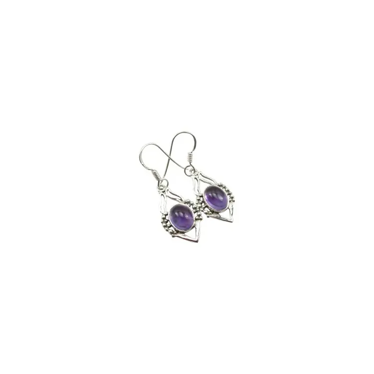 äkta  lila ametist örhängen i oxiderat sterlingsilver