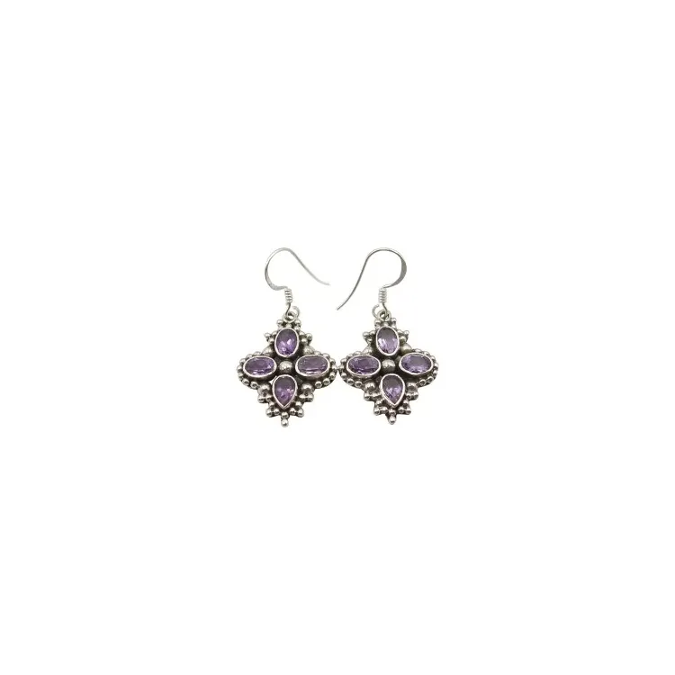 ametist örhängen i oxiderat sterlingsilver